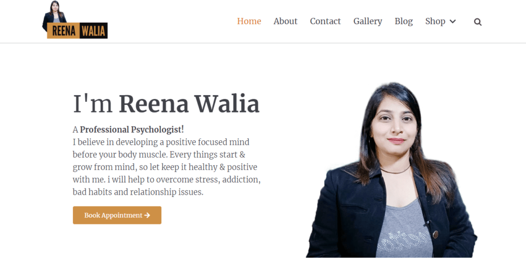 reena walia website design project by 99webdesign