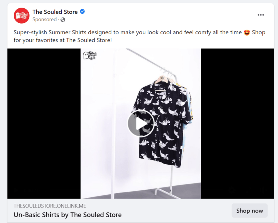 Facebook fashion brand ads creative example, The souled store facebook ads